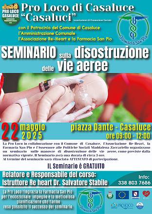 Manovre salvavita, focus in piazza sulle tecniche di disostruzione